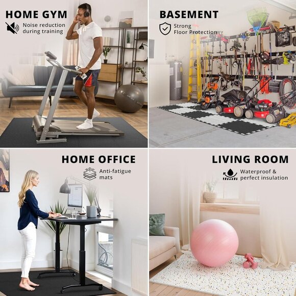 Gym Flooring Set - Interlocking EVA Soft Foam Floor Mat, 18 Pieces Puzzle Rubber - Picture 6 of 8